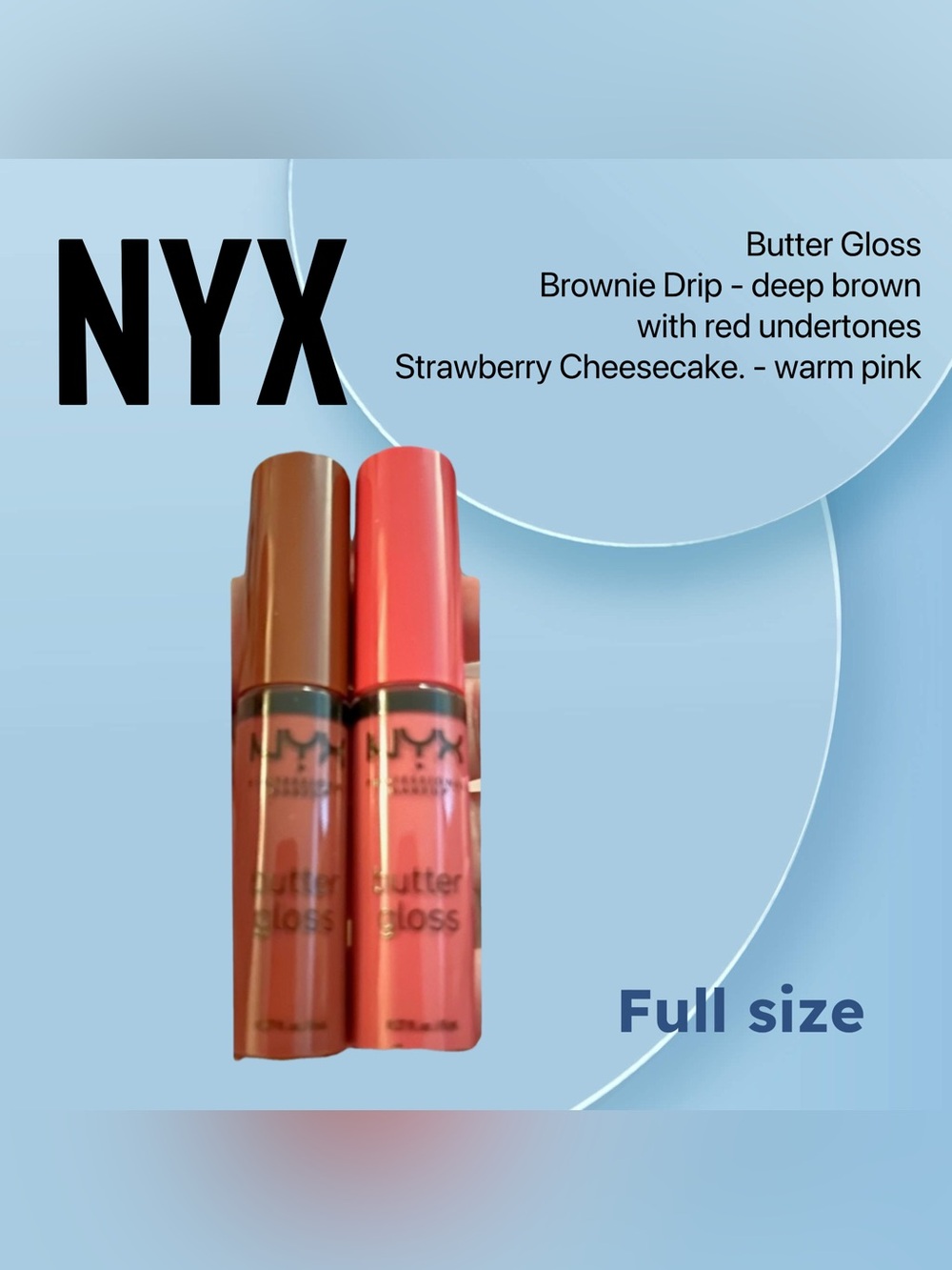 🇺🇸🆕NWOB NYX |FULL| classic 2X Butter Lip Gloss Set : Warm pink & Deep brown